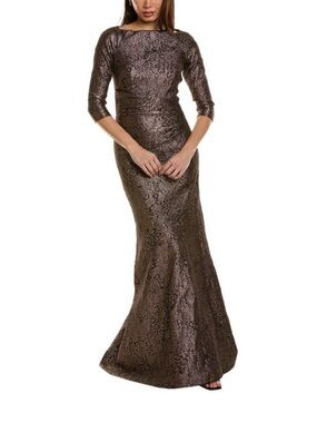 Teri Jon by Rickie Freeman Metallic Jacquard Gown 2 NWOT